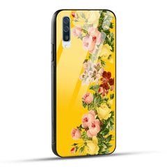 Samsung Galaxy A50 Back Cover Yellow Flowers Printed Glass Case