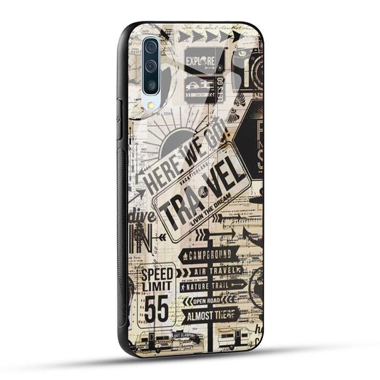 Samsung Galaxy A50 Back Cover Here We Go Travel Printed Glass Case