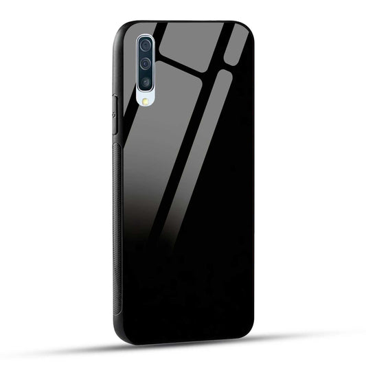 Samsung Galaxy A50 Back Cover Solid Black Printed Glass Case