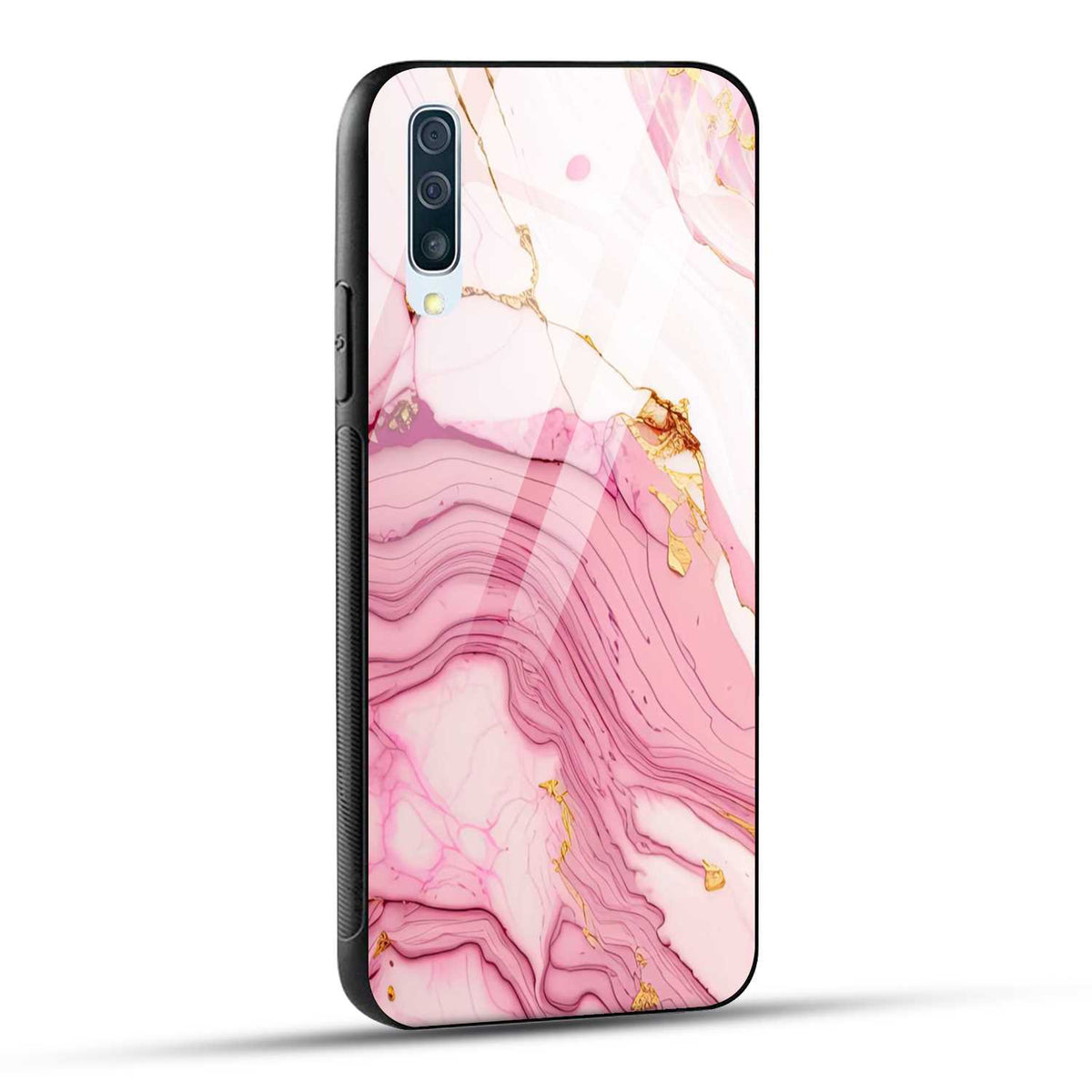 Samsung Galaxy A50 Back Cover Pink Marble Printed Glass Case