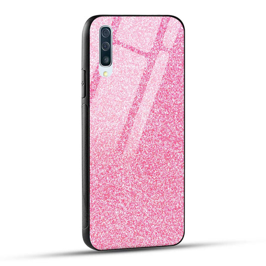 Samsung Galaxy A50 Back Cover Pink Glitter Printed Glass Case