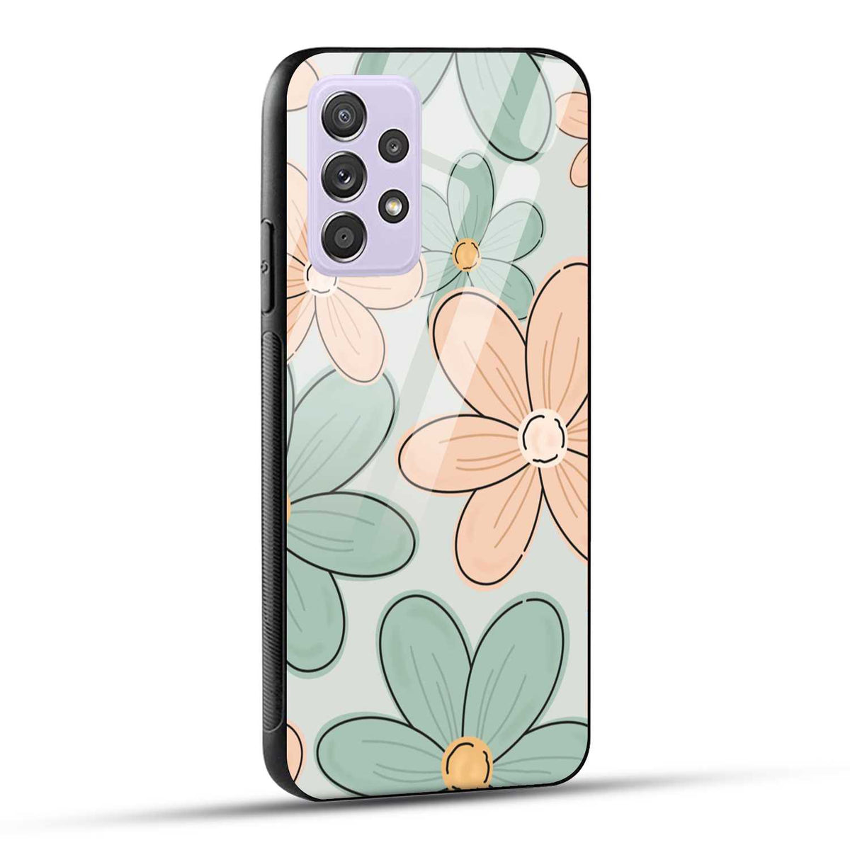 Samsung Galaxy A52 Back Cover Aesthetic Flower Printed Glass Case
