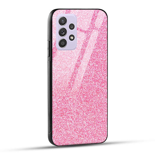 Samsung Galaxy A52 Back Cover Pink Glitter Printed Glass Case