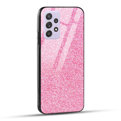 Samsung Galaxy A52 Back Cover Pink Glitter Printed Glass Case