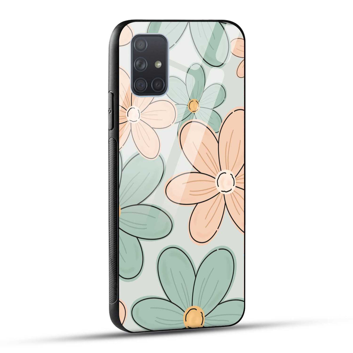 Samsung Galaxy A71 Back Cover Aesthetic Flower Printed Glass Case