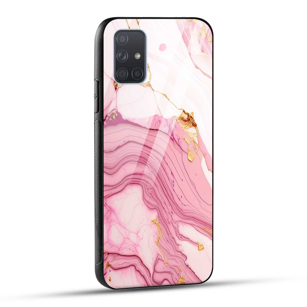 Samsung Galaxy A71 Back Cover Pink Marble Printed Glass Case
