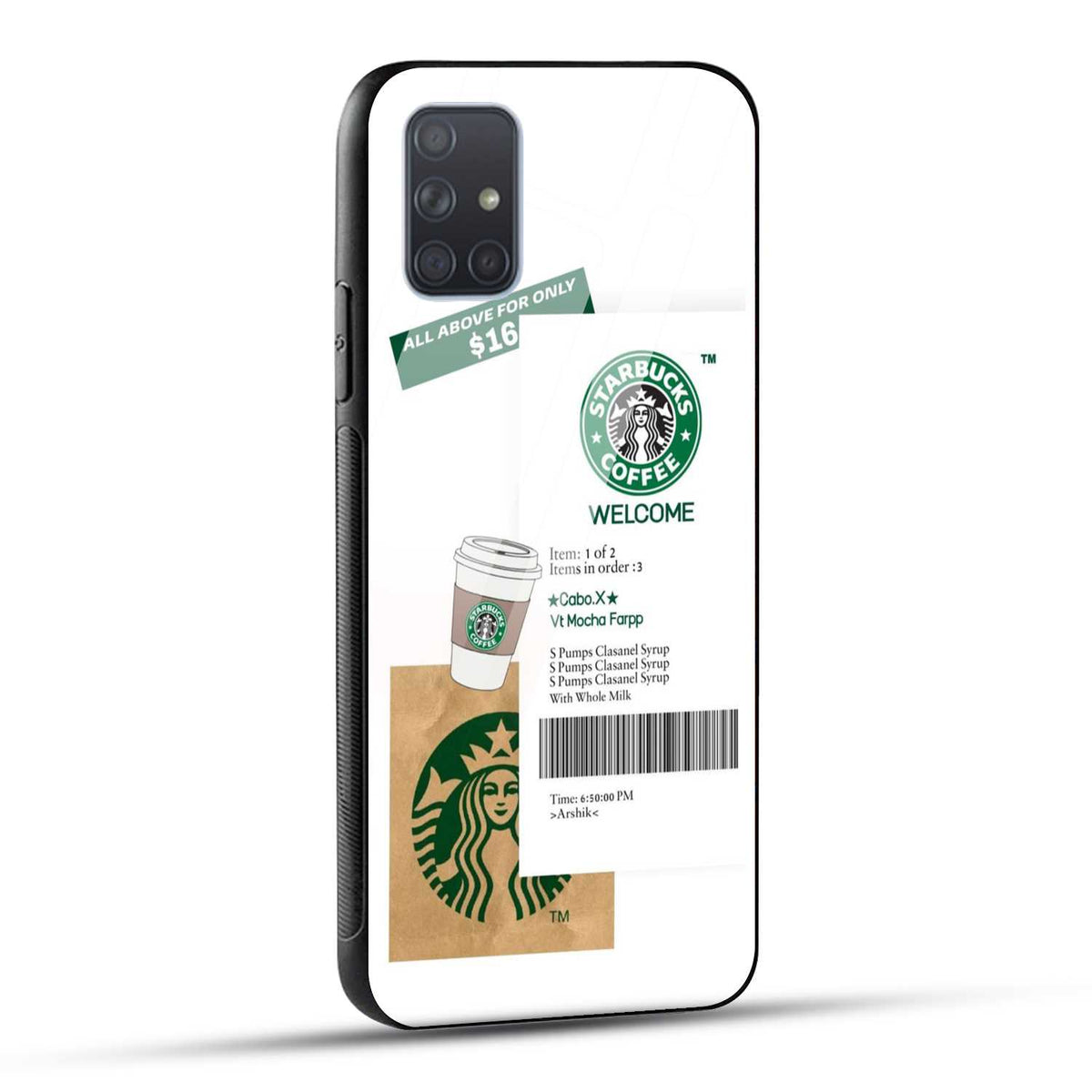 Samsung Galaxy A71 Starbucks Coffee Printed Glass Case