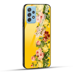 Samsung Galaxy A72 Back Cover Yellow Flowers Printed Glass Case