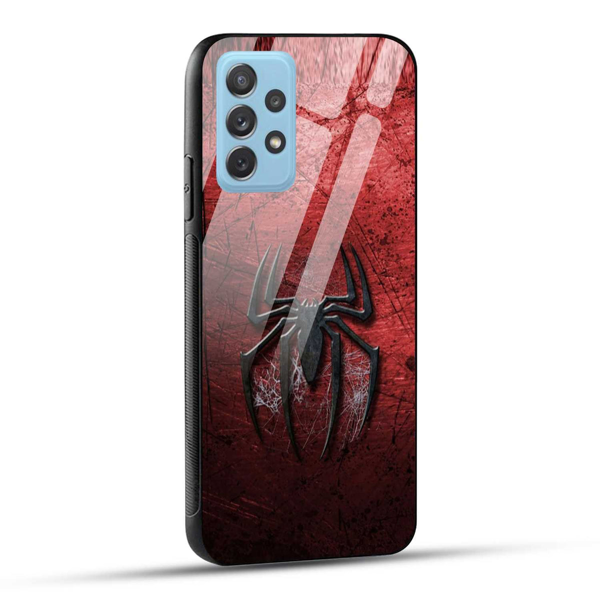 Samsung Galaxy A72 Back Cover Red Spider Printed Glass Case