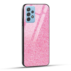 Samsung Galaxy A72 Back Cover Pink Glitter Printed Glass Case
