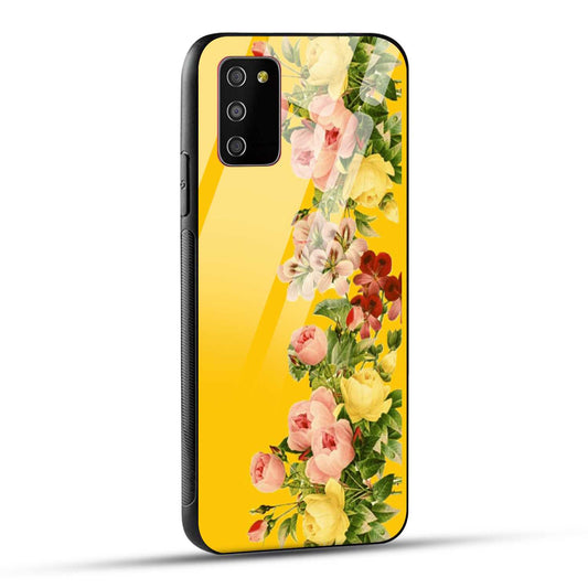 Samsung Galaxy M02s Back Cover Yellow Flowers Printed Glass Case
