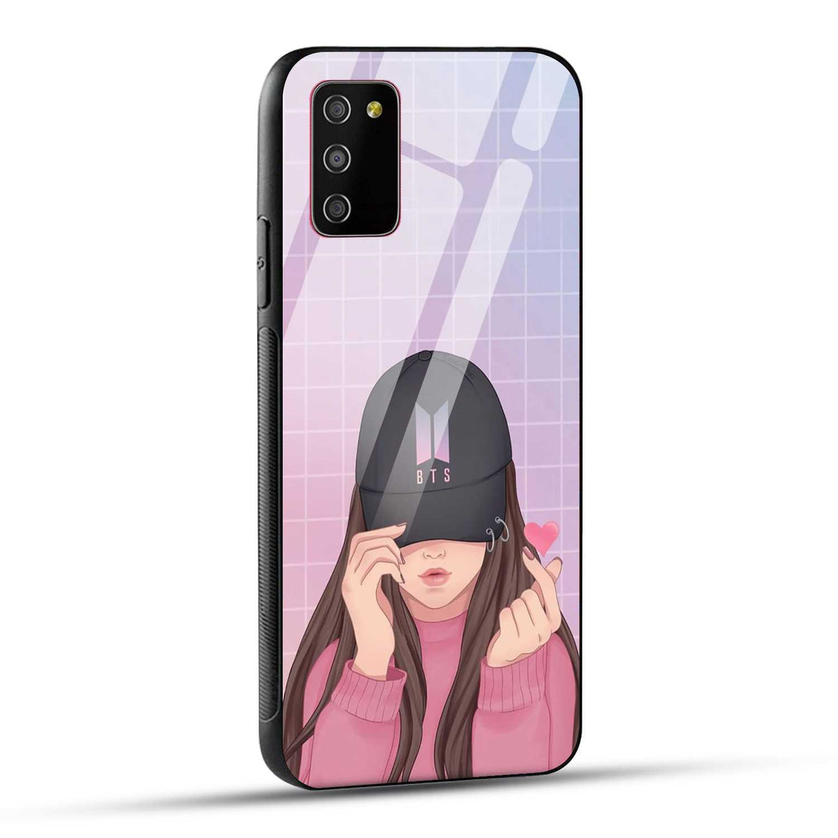 Samsung Galaxy M02s Back Cover Cap Girl Printed Glass Case