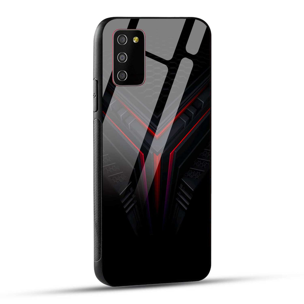 Samsung Galaxy M02s Back Cover Abstract Robotic Printed Glass Case