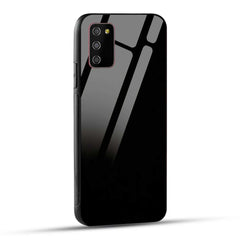 Samsung Galaxy M02s Back Cover Solid Black Printed Glass Case