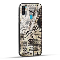 Samsung Galaxy M11 Back Cover Here We Go Travel Printed Glass Case