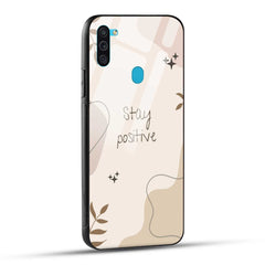 Samsung Galaxy M11 Back Cover Cream Beige Aesthetic Printed Glass Case