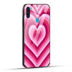 Samsung Galaxy M11 Back Cover Love Hearts Printed Glass Case