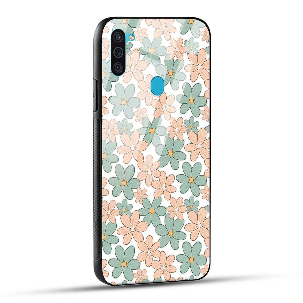 Samsung Galaxy M11 Back Cover Aesthetic Flowers Printed Glass Case