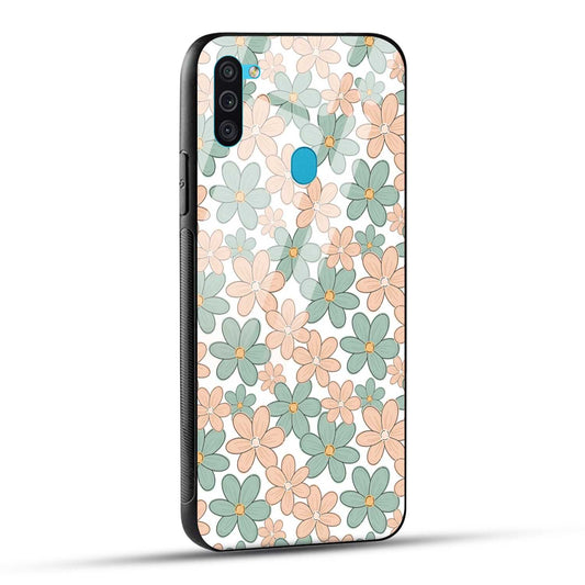 Samsung Galaxy M11 Back Cover Aesthetic Flowers Printed Glass Case