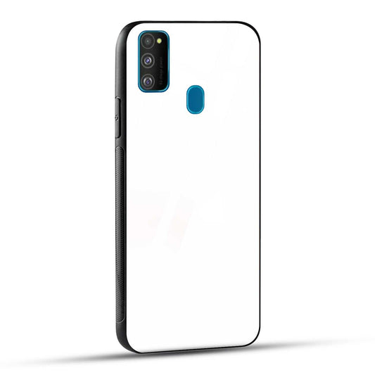 Samsung Galaxy M30s Back Cover Plain White Printed Glass Case