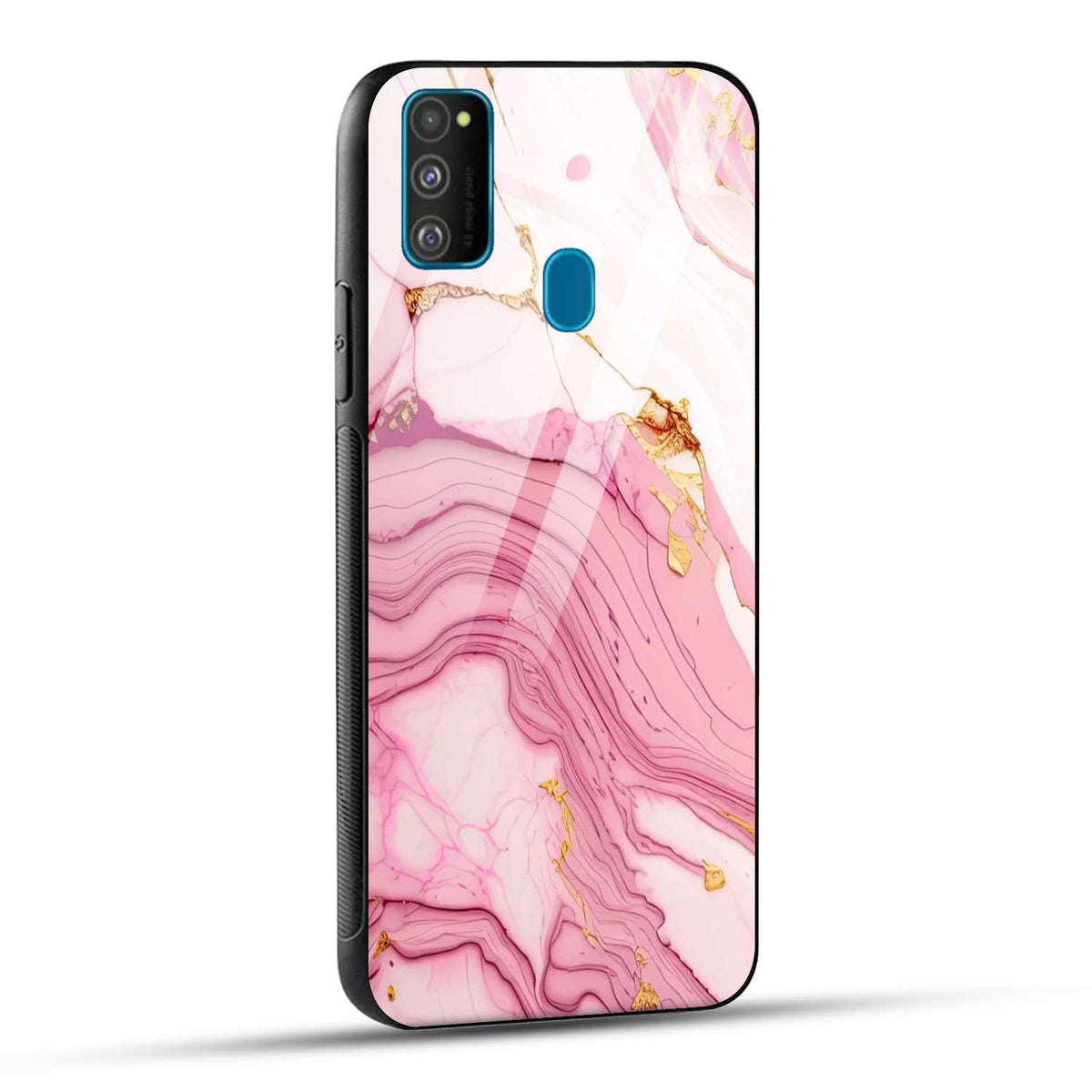 Samsung Galaxy M30s Back Cover Pink Marble Printed Glass Case