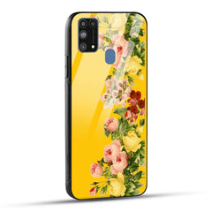 Samsung Galaxy M31 Back Cover Yellow Flowers Printed Glass Case