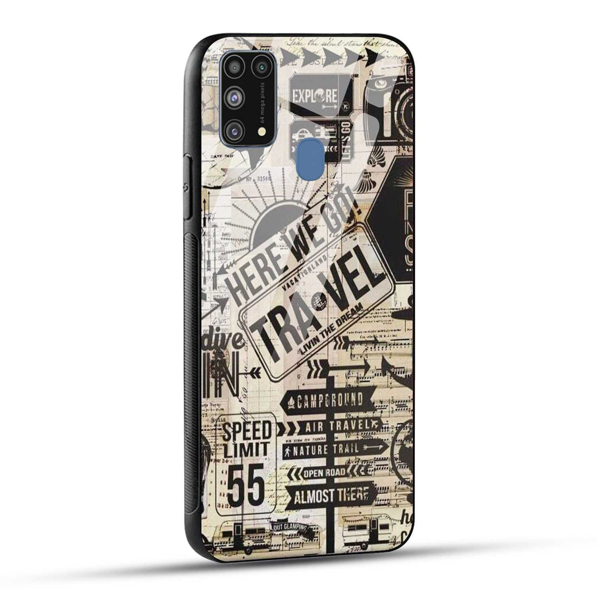 Samsung Galaxy M31 Back Cover Here We Go Travel Printed Glass Case