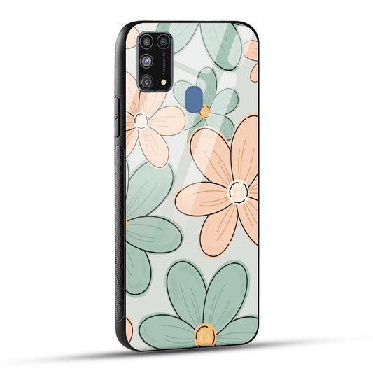Samsung Galaxy M31 Back Cover Aesthetic Flower Printed Glass Case