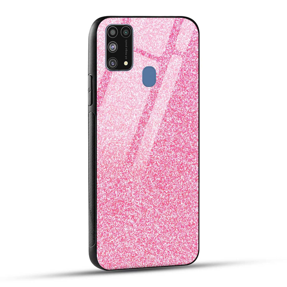 Samsung Galaxy M31 Back Cover Pink Glitter Printed Glass Case