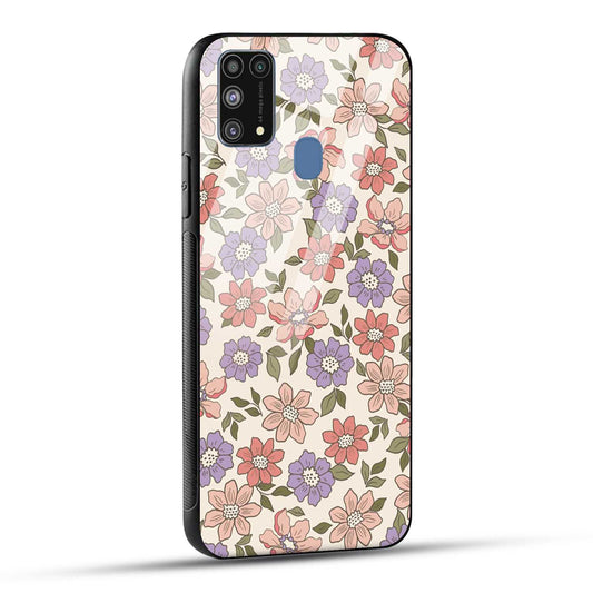 Samsung Galaxy M31 Back Cover Flowers In Retro  Printed Glass Case