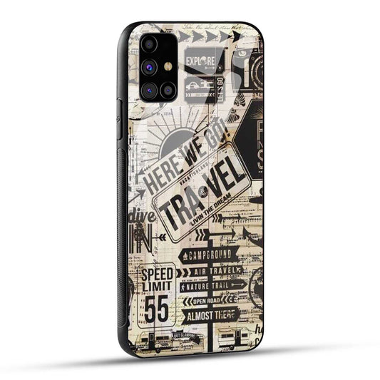 Samsung Galaxy M31s Back Cover Here We Go Travel Printed Glass Case