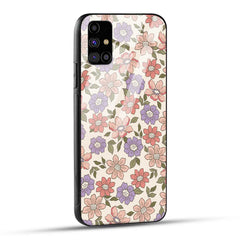 Samsung Galaxy M31s Back Cover Flowers In Retro  Printed Glass Case