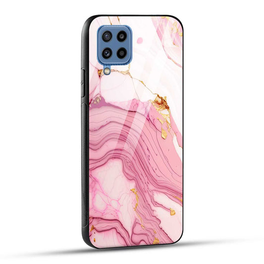 Samsung Galaxy M53 5G Back Cover Pink Marble Printed Glass Case