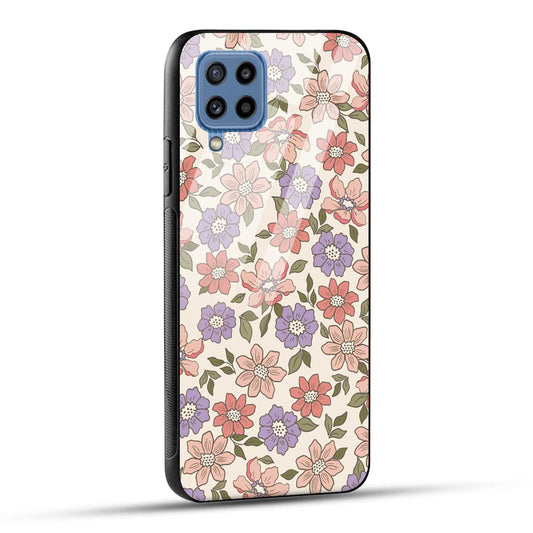 Samsung Galaxy M53 5G Back Cover Flowers In Retro  Printed Glass Case