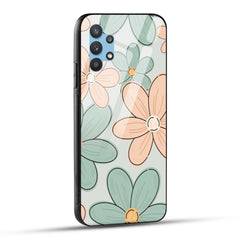 Samsung Galaxy A32 Back Cover Aesthetic Flower Printed Glass Case