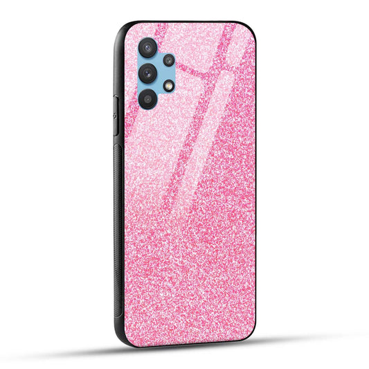 Samsung Galaxy A32 Back Cover Pink Glitter Printed Glass Case