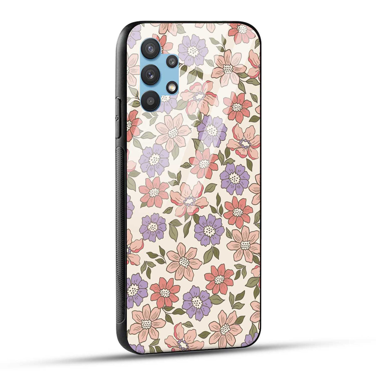 Samsung Galaxy A32 Back Cover Flowers In Retro  Printed Glass Case
