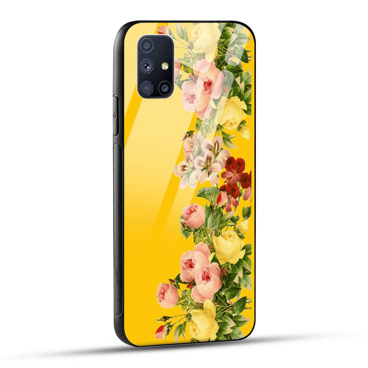 Samsung Galaxy M51 Back Cover Yellow Flowers Printed Glass Case