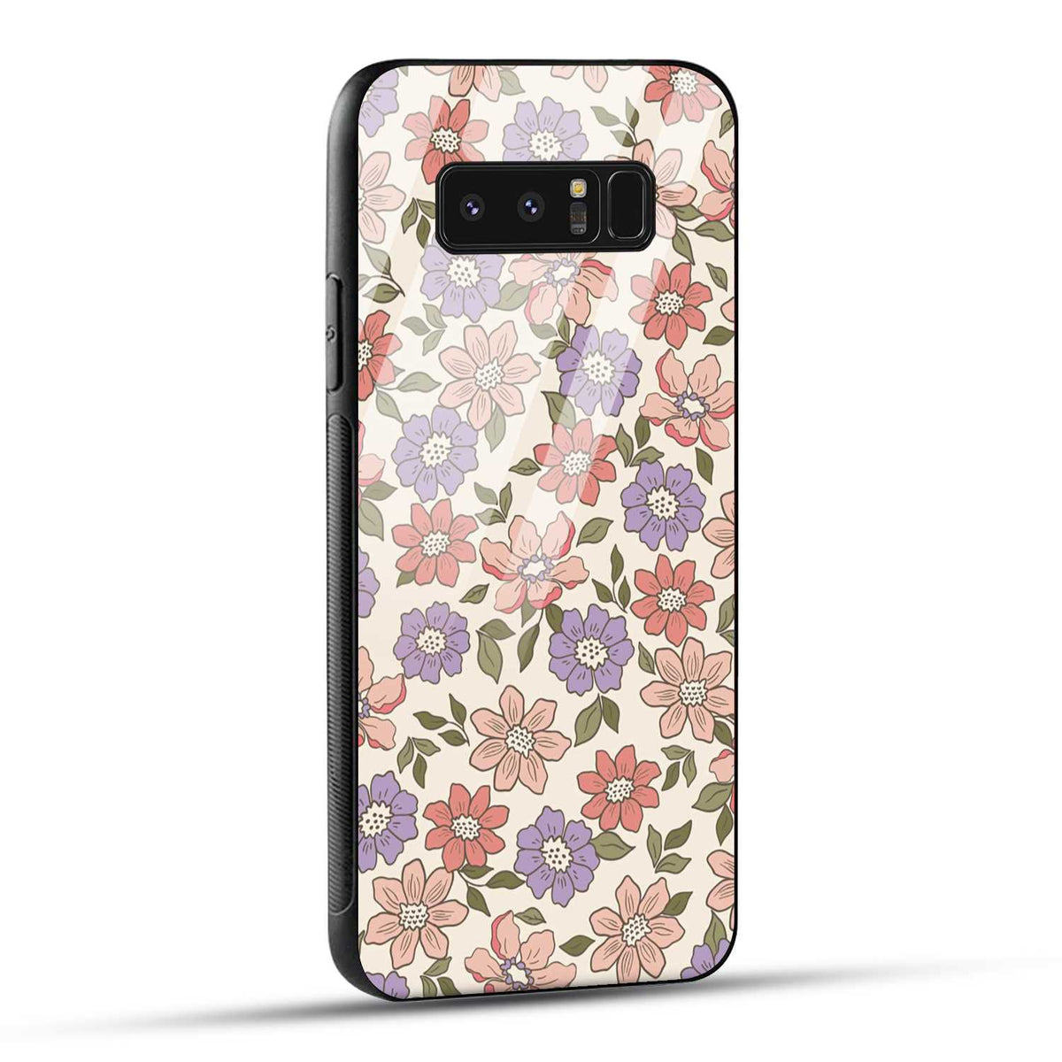 Samsung Galaxy Note 8 Back Cover Flowers In Retro  Printed Glass Case