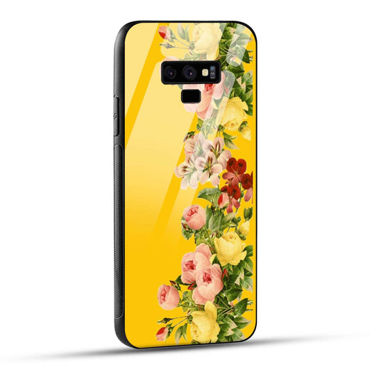 Samsung Galaxy Note 9 Back Cover Yellow Flowers Printed Glass Case