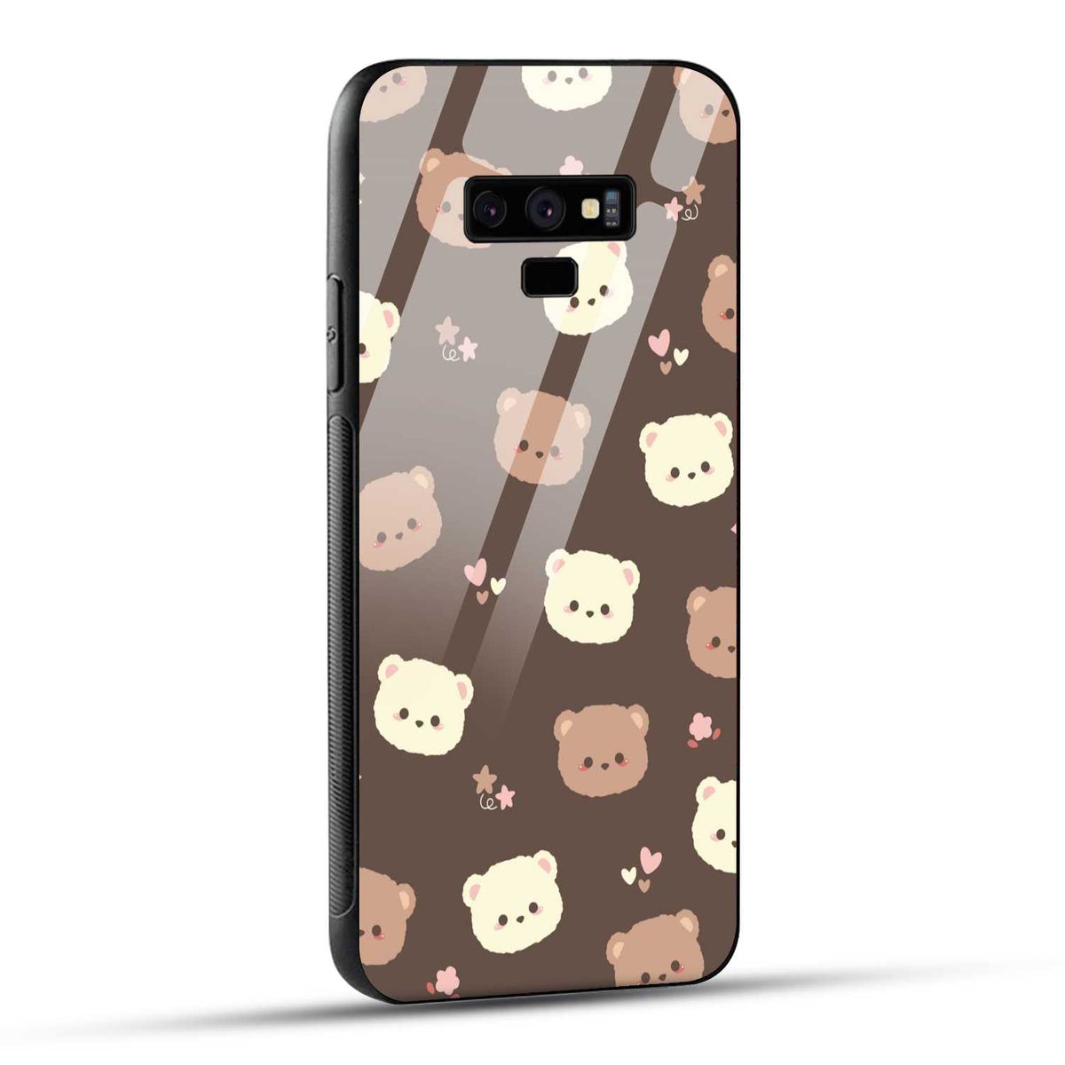 Samsung Galaxy Note 9 Back Cover Brown Illustration Cute Bear Pattern Printed Glass Case