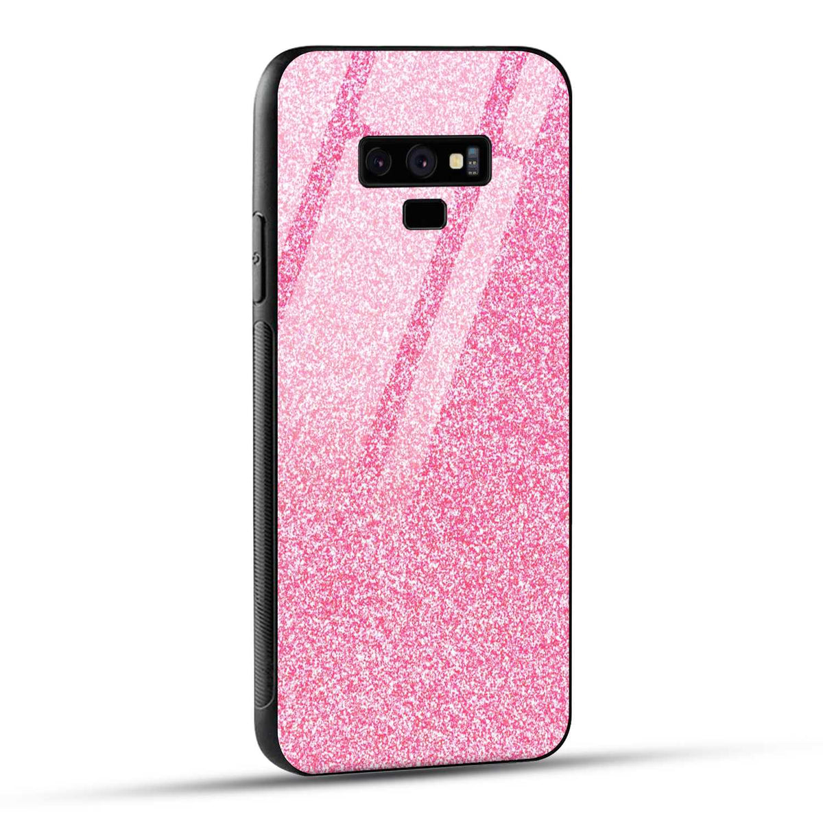 Samsung Galaxy Note 9 Back Cover Pink Glitter Printed Glass Case