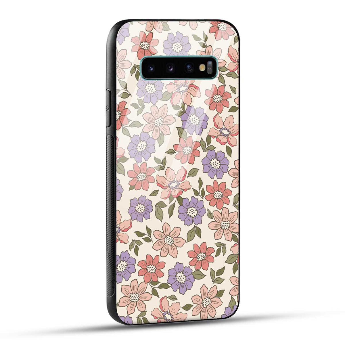 Samsung Galaxy S10 Plus Back Cover Flowers In Retro  Printed Glass Case