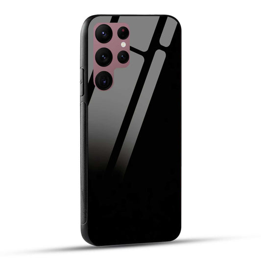 Samsung Galaxy S22 Ultra 5G Back Cover Solid Black Printed Glass Case