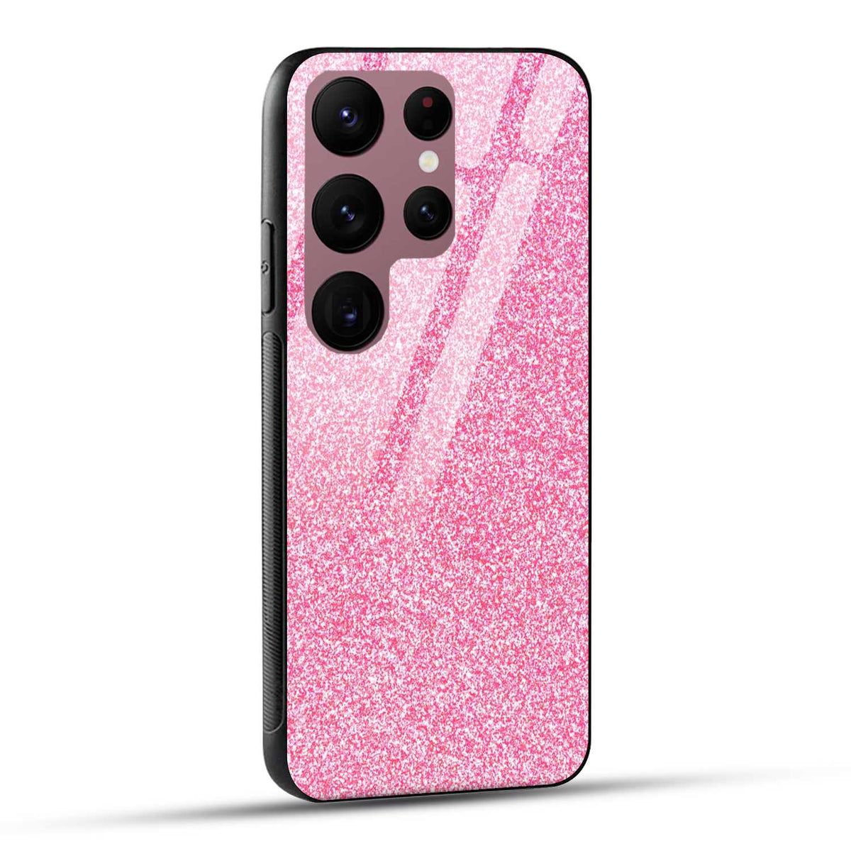 Samsung Galaxy S23 Ultra 5G Back Cover Pink Glitter Printed Glass Case