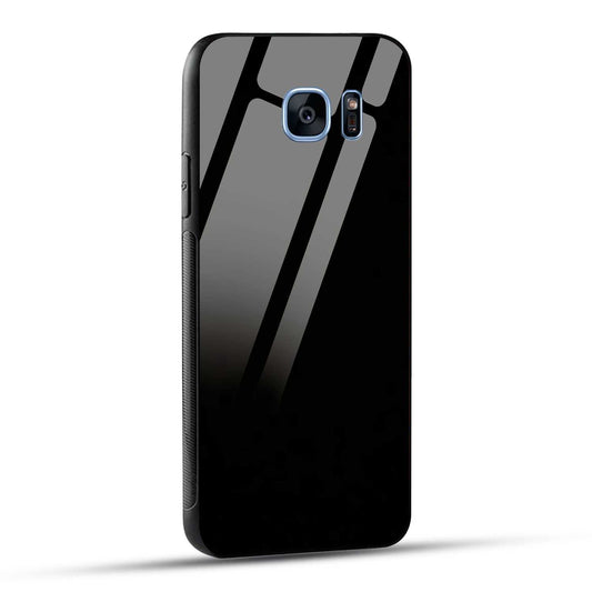 Samsung Galaxy S7 Edge Back Cover Solid Black Printed Glass Case