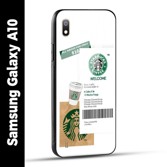 Samsung Galaxy A10 Back Cover Starbucks Coffee Welcome Printed Glass Case