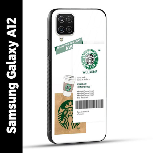 Samsung Galaxy A12 Back Cover Starbucks Coffee Welcome Printed Glass Case