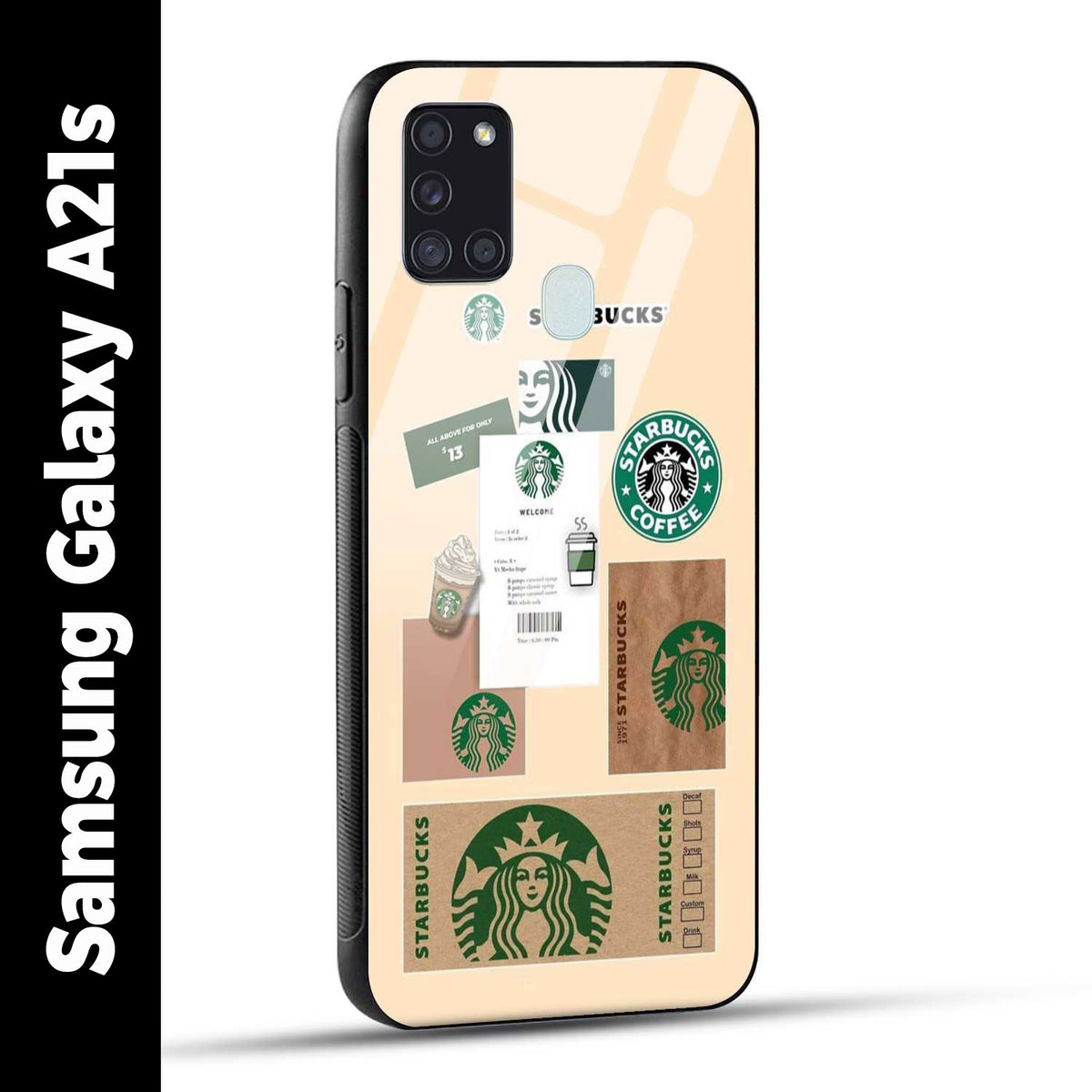 Samsung Galaxy A21s Back Cover Starbucks Coffee Printed Glass Case