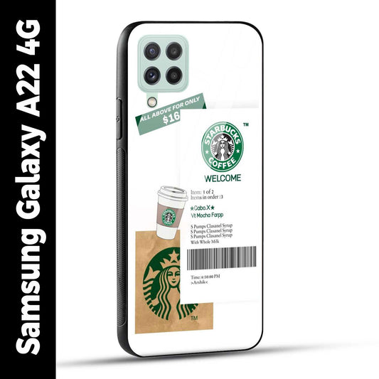 Samsung Galaxy A22 4G Back Cover Starbucks Coffee Welcome Printed Glass Case